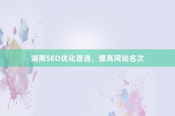 湖南SEO优化首选，提高网站名次